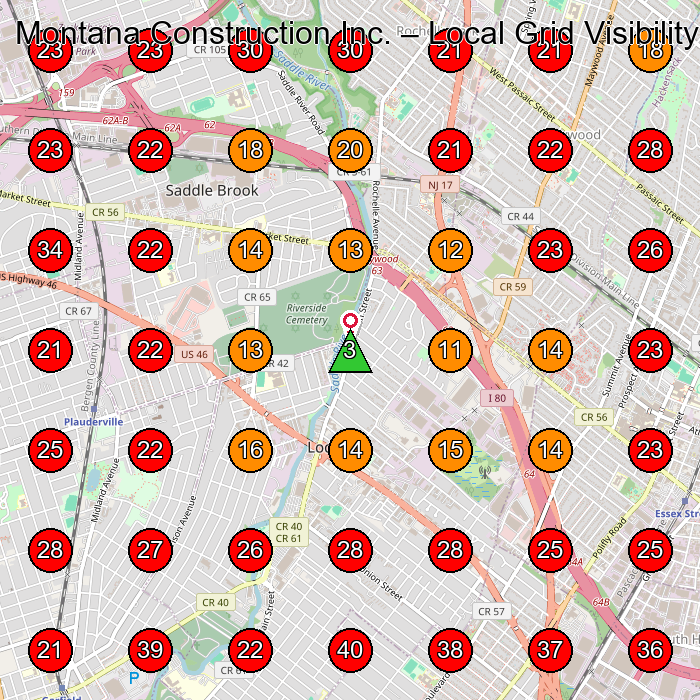 Montana Construction Inc. GeoGrid visibility map for Construction Company in None